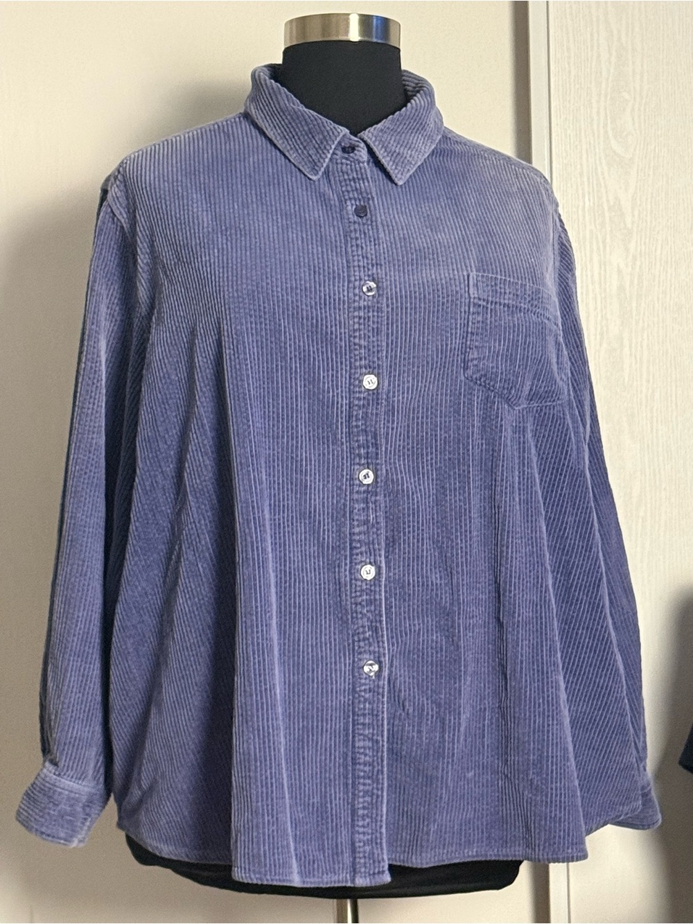 Men's Corduroy Button-Down Shirt in Lavender Blue